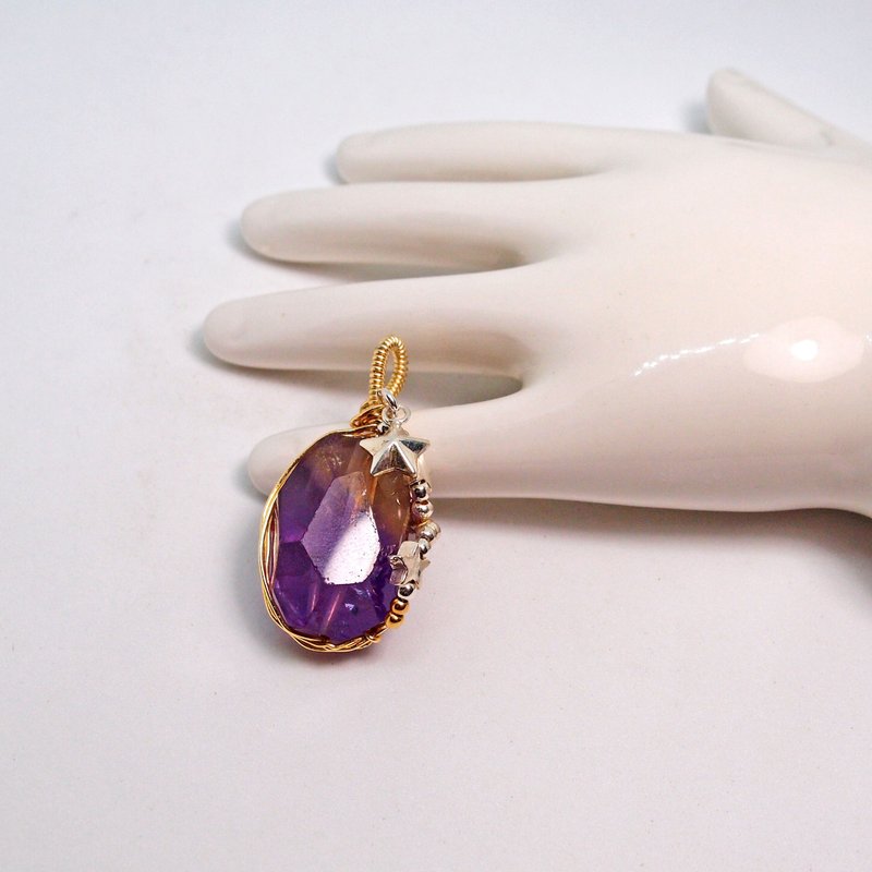 Starry Night forest - hand-made 925 sterling silver alloy wire braid falling Ametrine - สร้อยคอ - เครื่องเพชรพลอย สีม่วง
