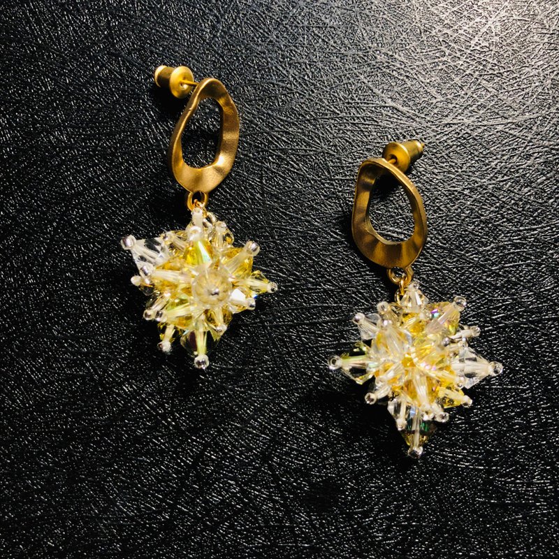 Swarovski Crystal 925 Silver Earrings 【Wedding 】【Christmas Earring】【Gift】 - ต่างหู - คริสตัล สีเหลือง