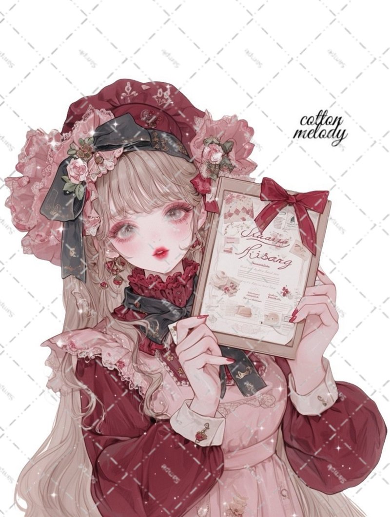 【限定】original sticker no.SB24 // nene様コラボ Patisserie Melody人物ステッカー cottonmelody - 貼紙 - 紙 
