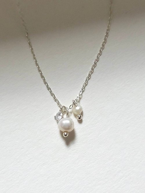 A.pearl 水晶純銀輕珠寶 繁雪珍珠項鍊/純銀/天然珍珠/輕珠寶