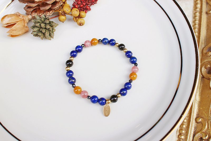 <Slow temperature natural stone series>C1130 lapis lazuli bracelet - สร้อยข้อมือ - เครื่องเพชรพลอย 