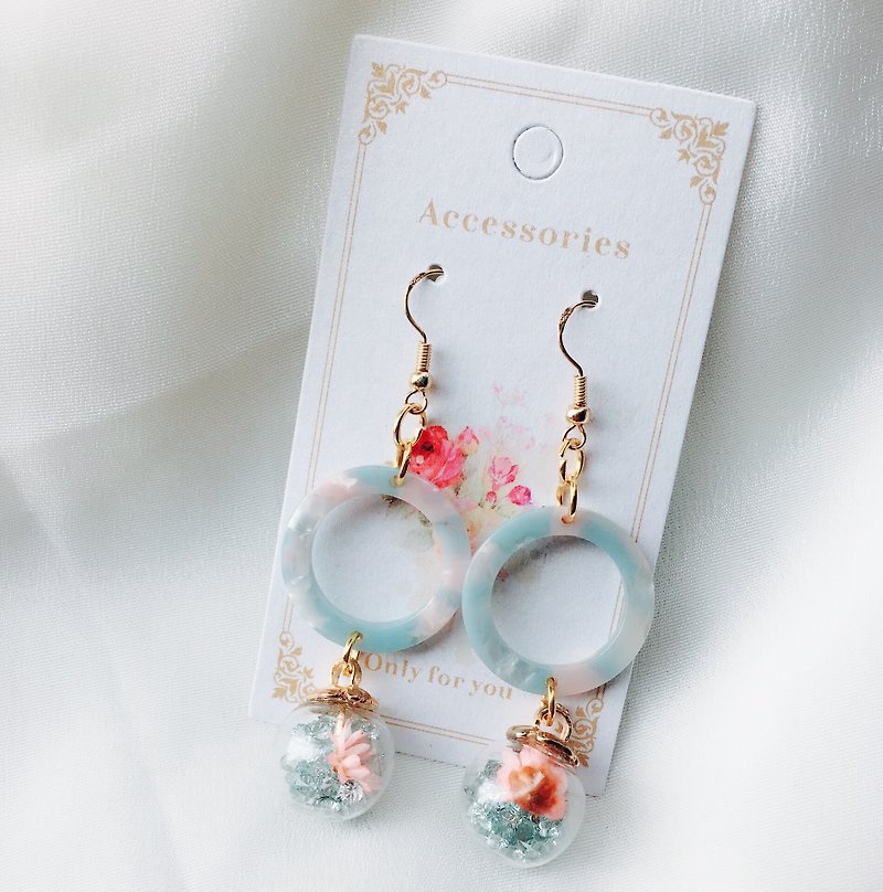LJ.Flower / Sky City Tranquil Flower Glass Bead Earrings / Birthday Gifts - ต่างหู - พืช/ดอกไม้ 