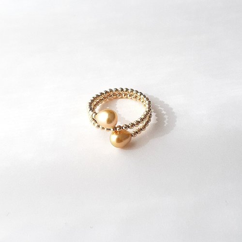 MAJOIE PEARL JEWELRY K18 芥子 リング シロチョウ真珠 ケシパール パールリング 白蝶真珠 サイズ調整可 pearl ring 珍珠戒指 진주반지