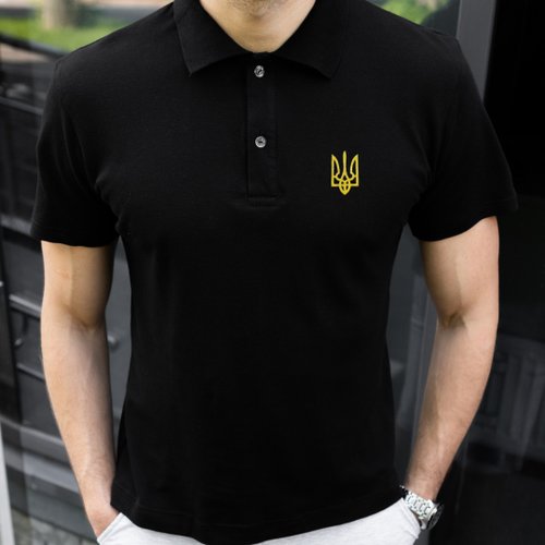 uahearts Ukraine Polo Shirt with Embroidered Trident | Made in Ukraine