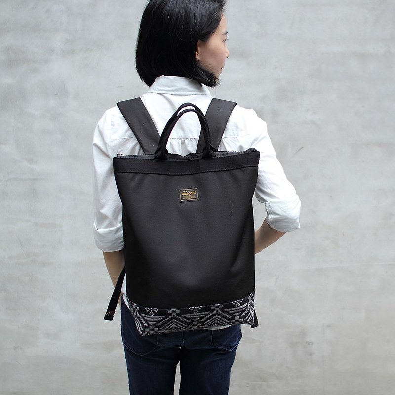 Nylon Totem Portable Backpack(15'' Laptop OK)-Black_100441 - กระเป๋าเป้สะพายหลัง - วัสดุกันนำ้ สีดำ