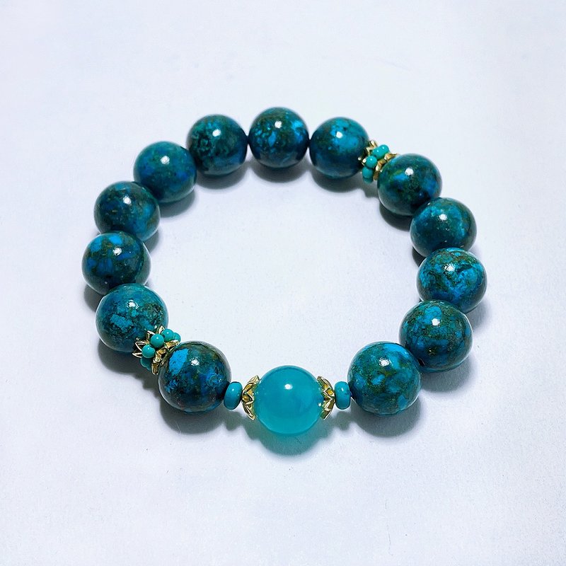 Gemstone series natural mineral top phoenix stone 12 mm amazonite bracelet - Bracelets - Gemstone Green