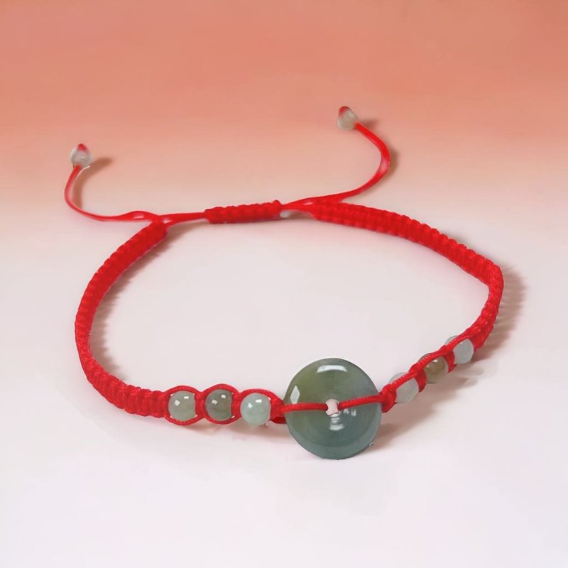 [Wish for peace] Ice Blue Water Jade Peace Buckle Braided Bracelet | Natural Grade A Jadeite | Gift - สร้อยข้อมือ - หยก สีเขียว