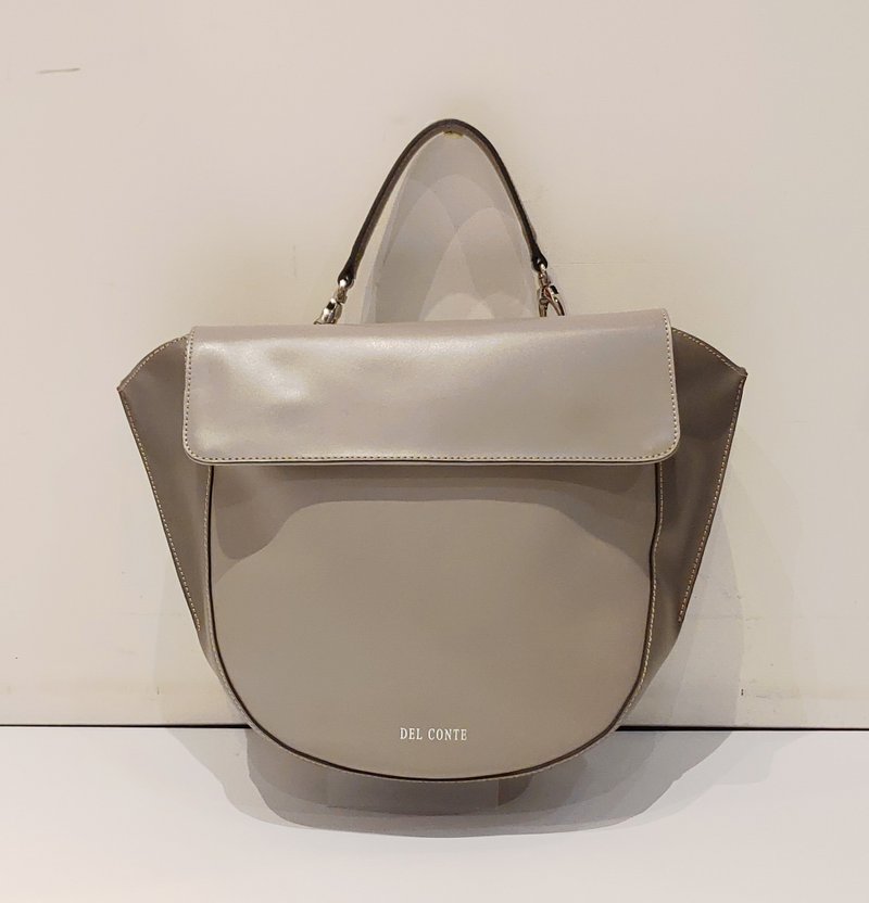 Italian leather grey ladies handbag - กระเป๋าแมสเซนเจอร์ - หนังแท้ สีเทา