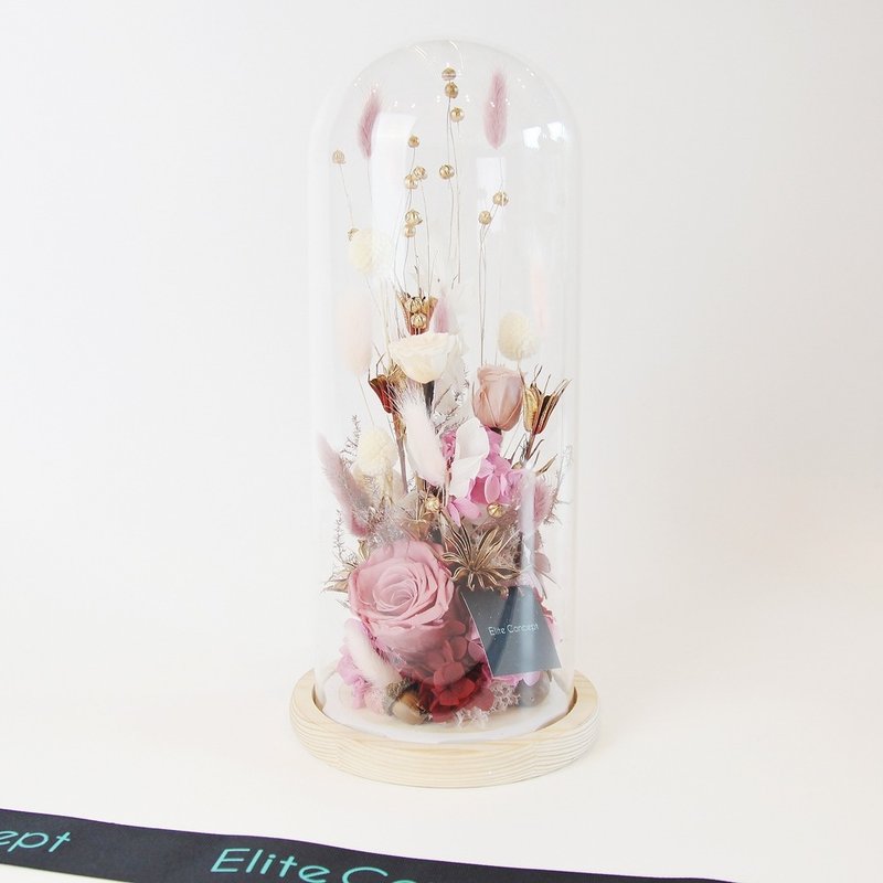 Pink gold/glass bell jar with preserved flowers - Plants - Plants & Flowers Pink