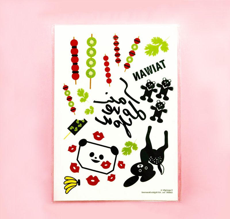 タトゥーステッカー タトゥーステッカー タトゥーステッカー 防水 パンダ クマ 砂糖漬け フルーツ - タトゥーシール - 紙 ホワイト