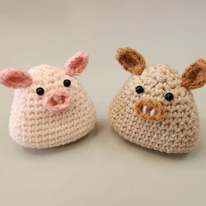 Japanese piglet rice ball crochet handmade finished product - Items for Display - Cotton & Hemp Pink