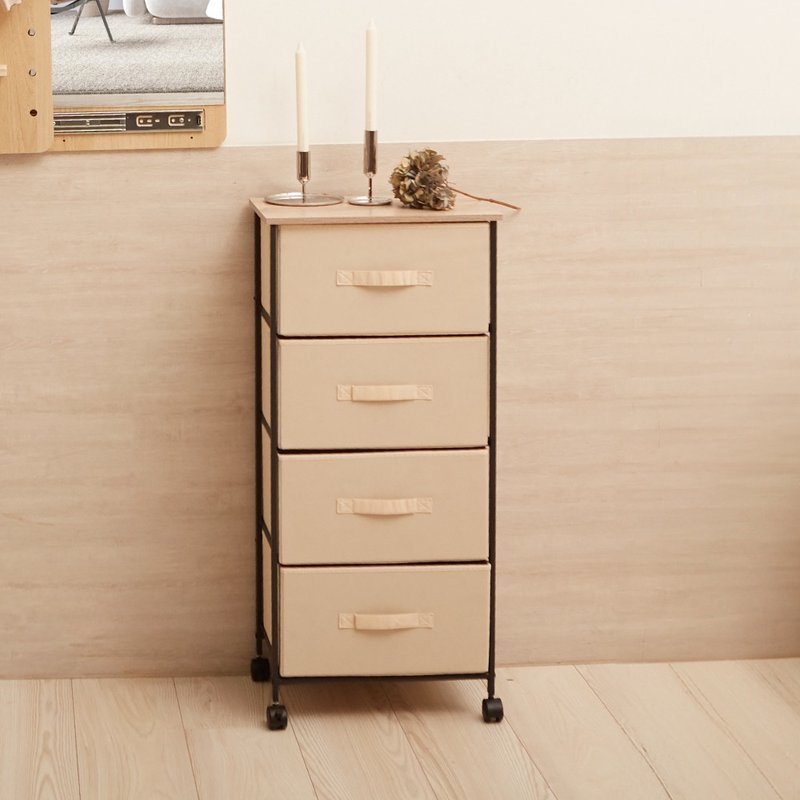 European style simple wooden four-layer storage cabinet - กล่องเก็บของ - โลหะ สีกากี