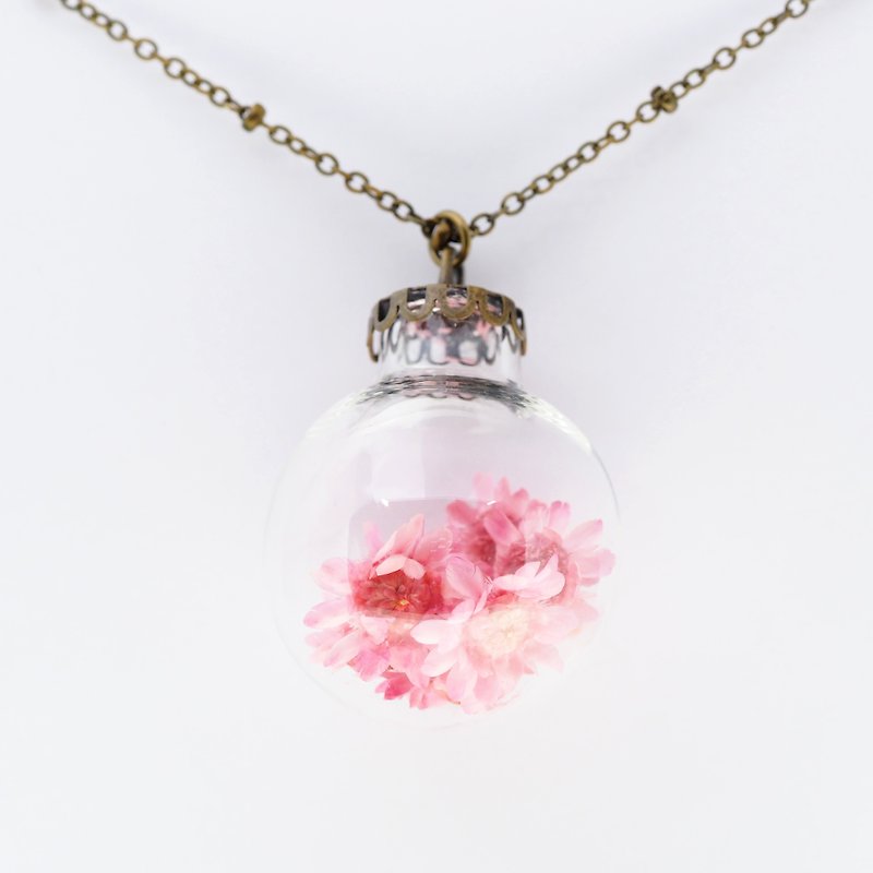 「OMYWAY」Dried Flower Necklace - Glass Globe Necklace - สร้อยติดคอ - แก้ว สีเหลือง