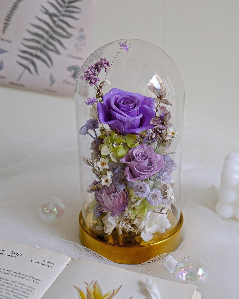 Purple Heart Love Glass Flower Cup - ของวางตกแต่ง - พืช/ดอกไม้ สีม่วง