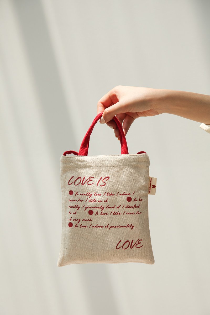 Love Small Beauty Double Sided Printed Carry Canvas Tote Bag Can Side Back Canvas Primary Color - กระเป๋าแมสเซนเจอร์ - ผ้าฝ้าย/ผ้าลินิน สีแดง