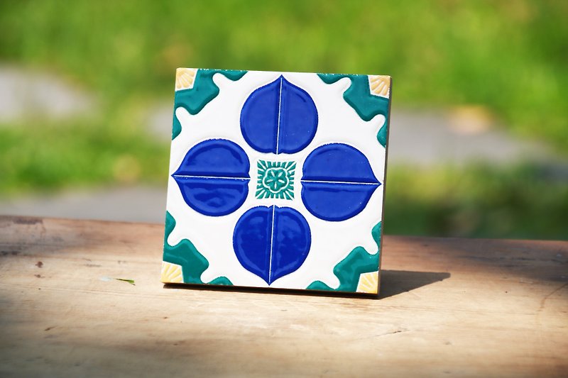 Taiwan Tiles---Sapphire Ankang (Cupboard, Mural, Tile) - Coasters - Porcelain Blue