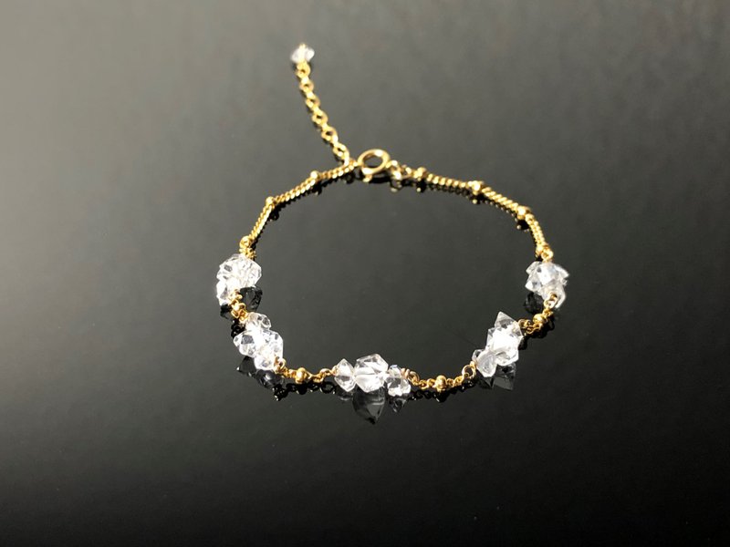 Fast shipping natural shining diamond bracelet Hekimon crystal bracelet US 14K gold gold bean bracelet - สร้อยข้อมือ - คริสตัล ขาว