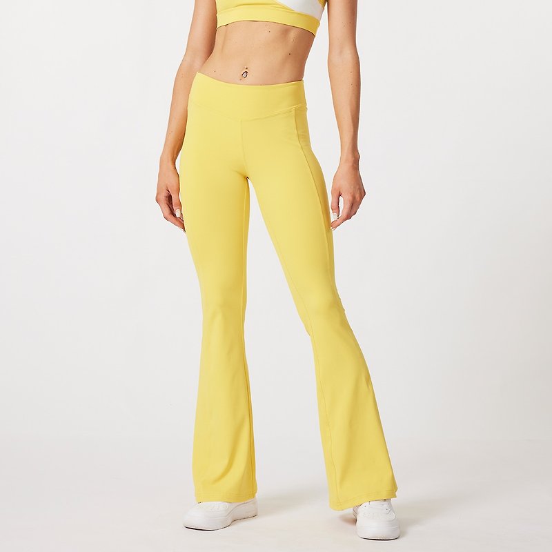 HeyCloud Mid-waisted Flare Leggings - Macaroon Yellow - Women's Sportswear Bottoms - Eco-Friendly Materials Yellow