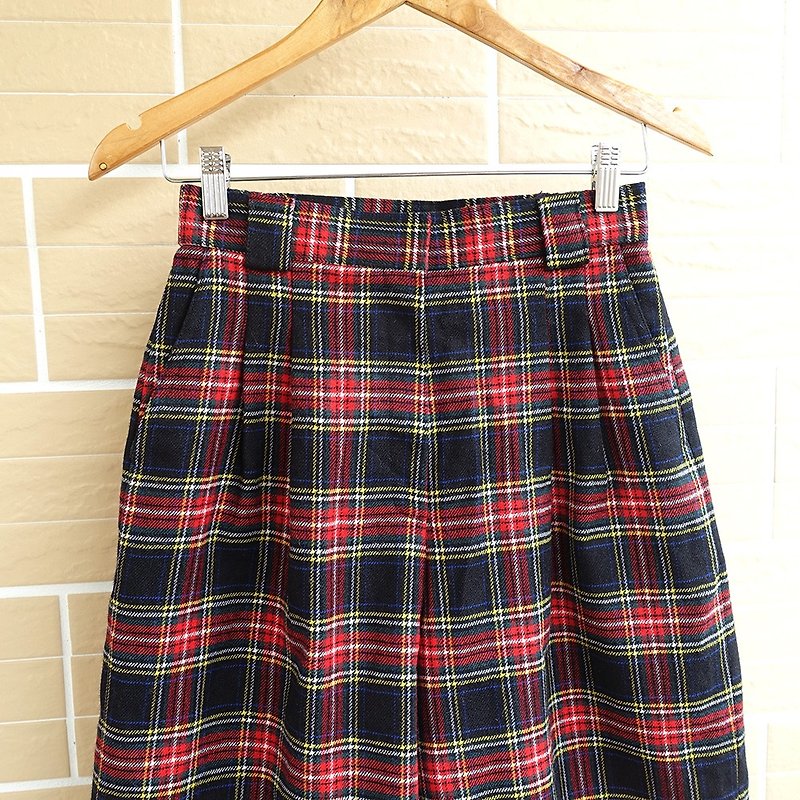 │Slowly│Christmas Plaid-vintage wool pants│vintage.Retro.Art.Made in Japan - Women's Pants - Other Materials Multicolor