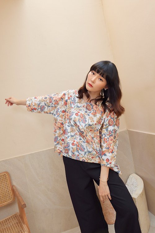 slowsundaynight oversized 100% natural indian cotton top: hand-block print unisex summer blouse