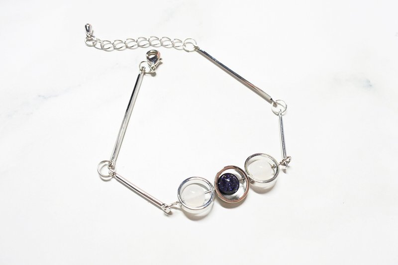 【Three Revolutions Planet】Natural Stone Bracelet - สร้อยข้อมือ - โลหะ สีดำ