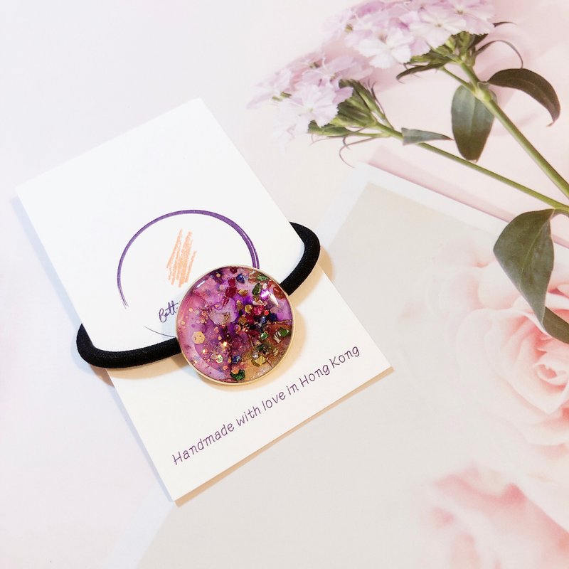 Alcohol ink art hair tie - เครื่องประดับผม - วัสดุอื่นๆ สีม่วง