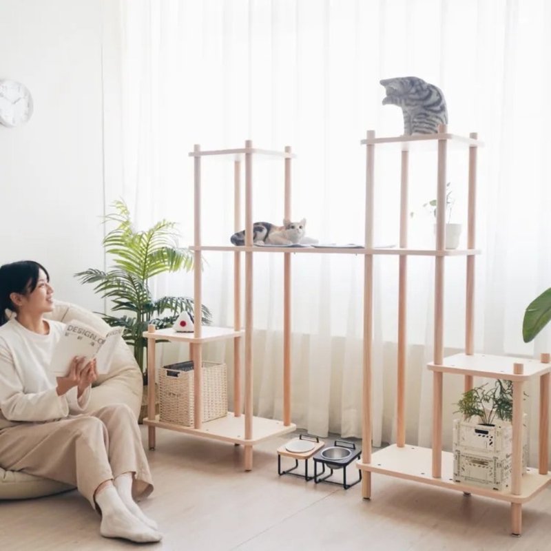 Bien Bien Cat Tree - twin-towers - อุปกรณ์แมว - ไม้ สีกากี