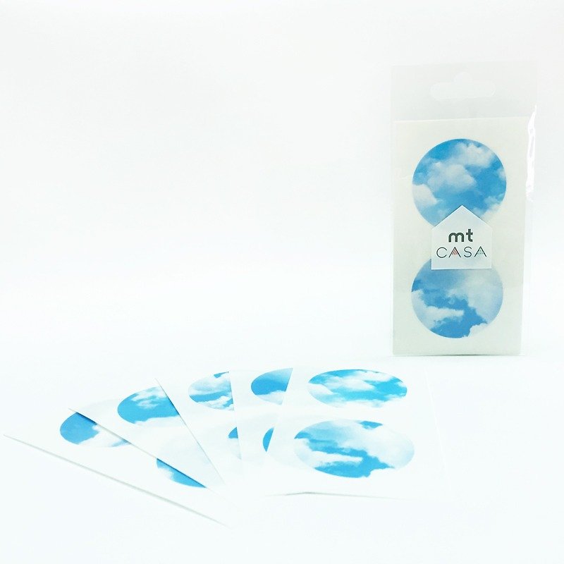 日本KAMOI mt CASA seal 和紙圓貼【青空 (MTCDS019)】 - 紙膠帶 - 紙 藍色