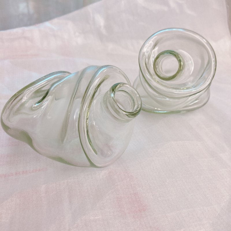 手工燒製歪七扭八委靡小花瓶 花器 水瓶裝飾 兩個一組入 - 花瓶/花器 - 玻璃 
