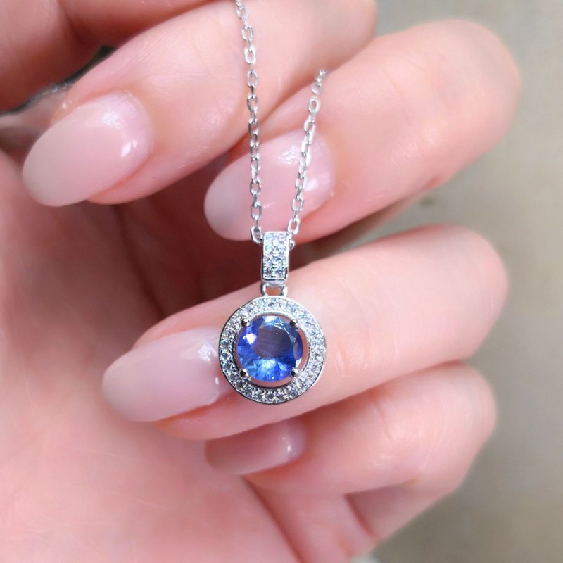 Unburned rare blue luster tanzanite tanzanite sterling silver Stone light luxury gift choice - สร้อยคอ - เงินแท้ สีน้ำเงิน