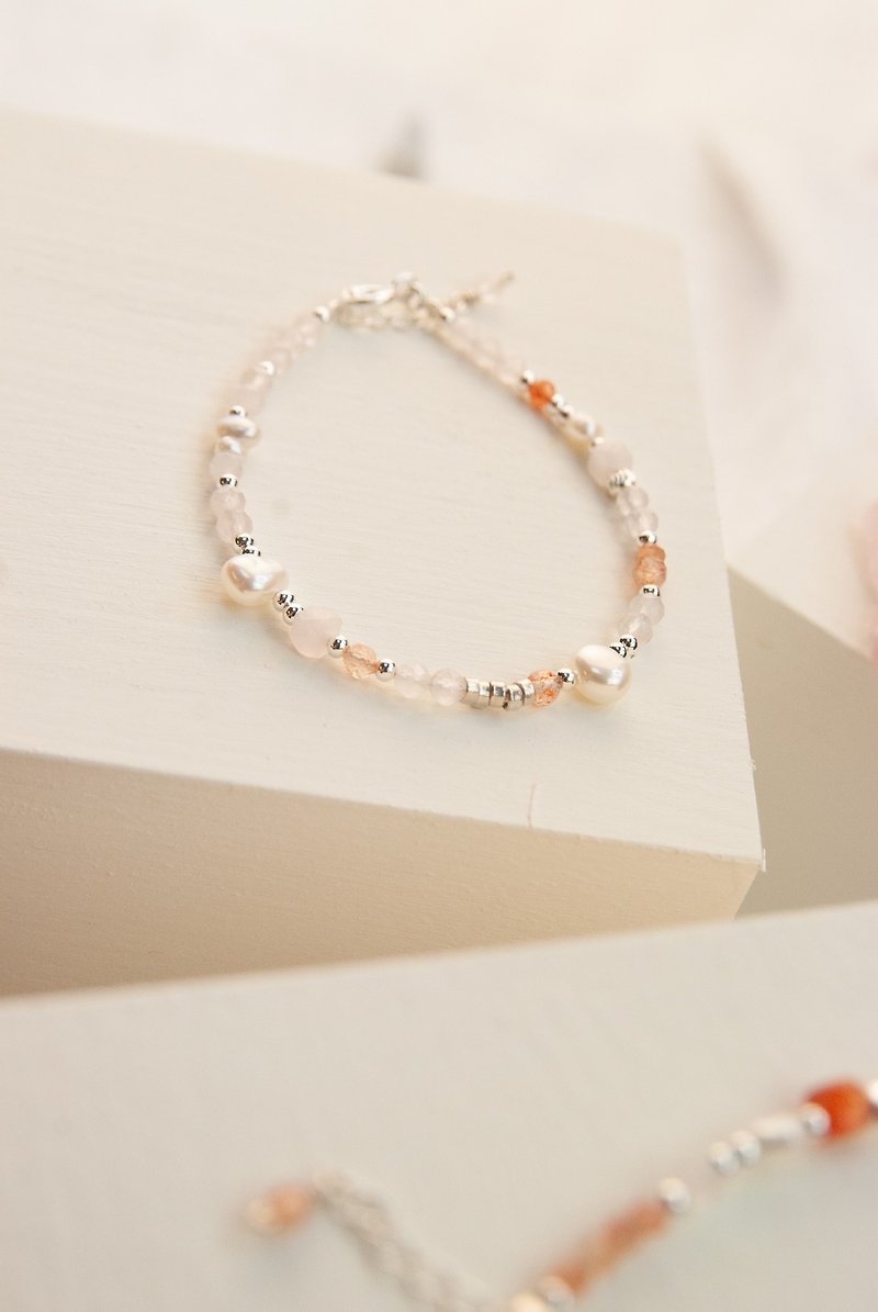Same. Same Jewelry Rose Quartz/ Stone Baroque Pearl Bracelet - สร้อยข้อมือ - เครื่องประดับพลอย 