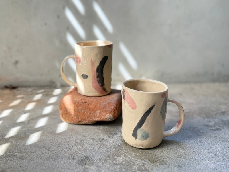 撞色手捏馬克杯(對杯) - 咖啡杯/馬克杯 - 陶 