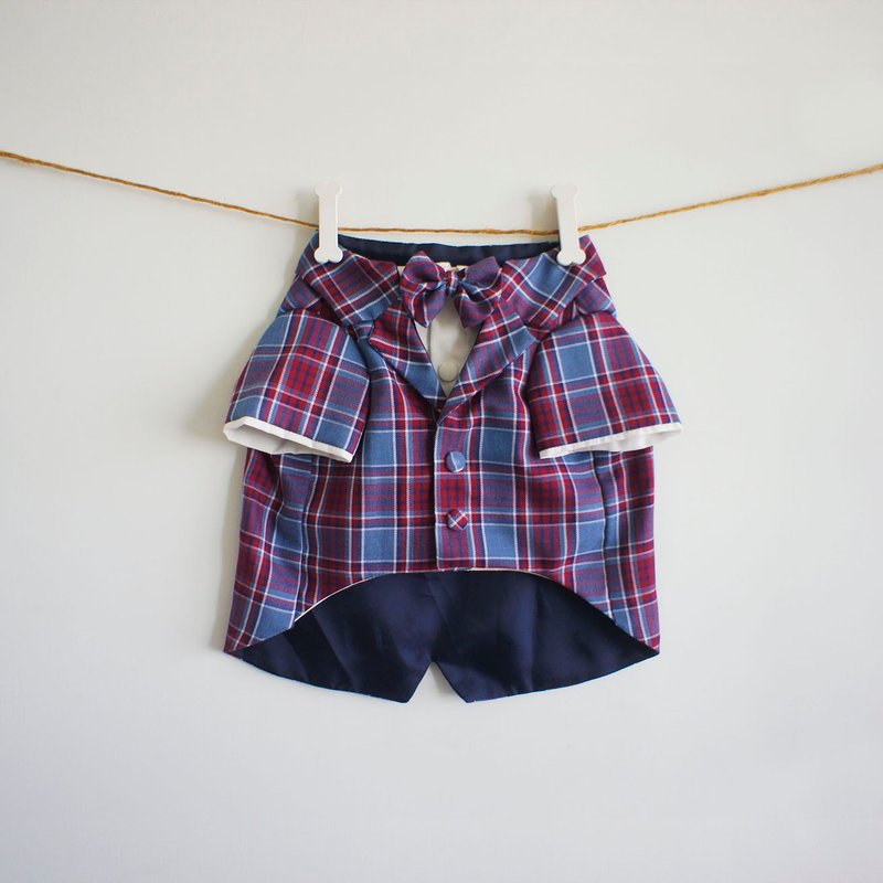 Fake two-piece plaid suit pet dress/custom suit - Clothing & Accessories - Cotton & Hemp Multicolor