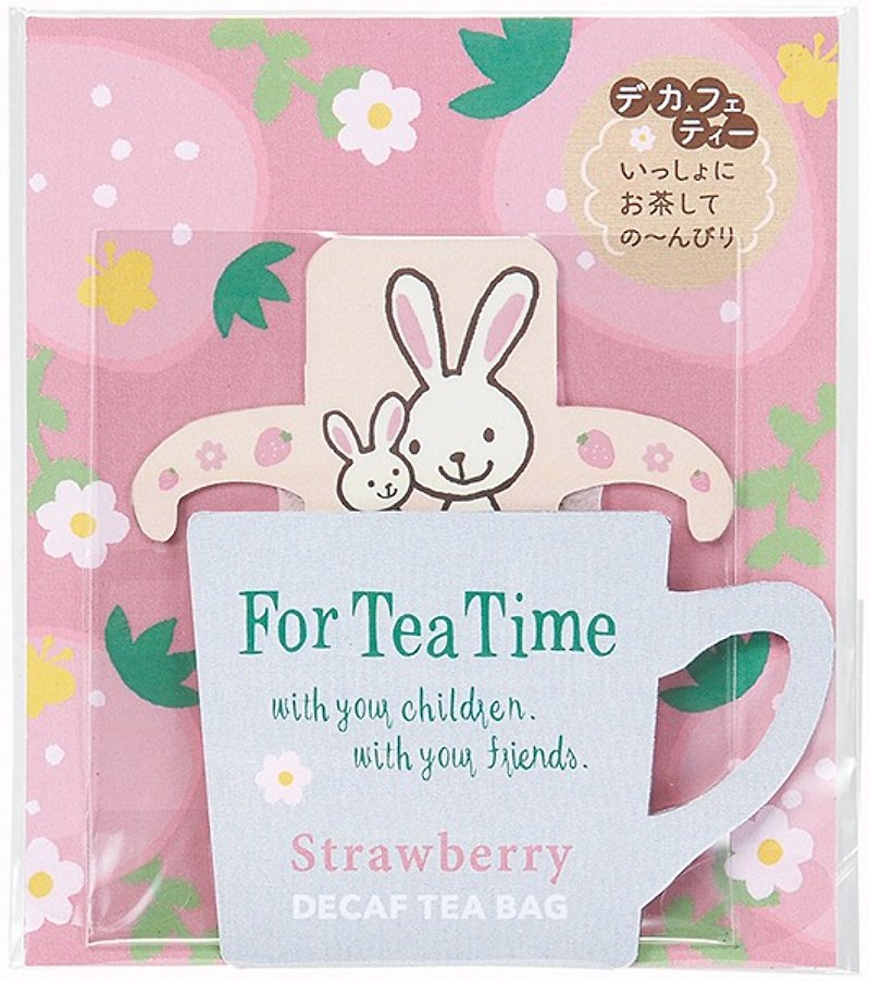 [Japanese TOWA black tea] For Tea Time low caffeine series animal hanging black tea bag ★ strawberry flavor (rabbit) - Tea - Fresh Ingredients Pink