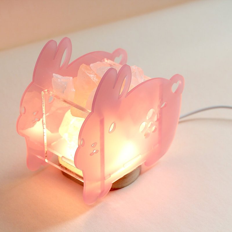 Handmade Night Light Fragrance Powder Crystal Expansion Rabbit Peach Blossom Forest - น้ำหอม - เครื่องเพชรพลอย สึชมพู