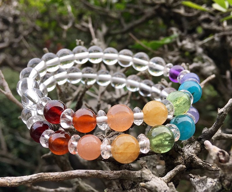 My.Crystal. Natural stone rainbow bracelet - Bracelets - Gemstone Multicolor