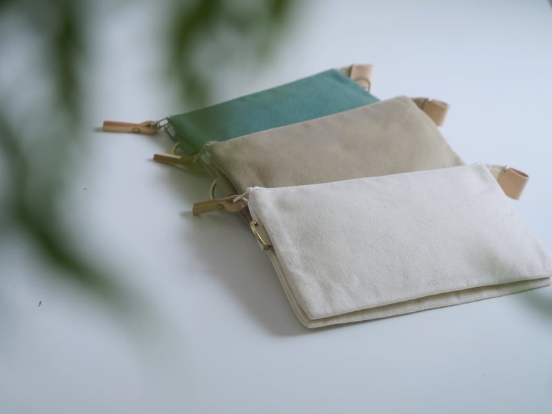 [Production Fundraising Activity] Simple zippered small bag hand style/leather strap style - Wallets - Cotton & Hemp 