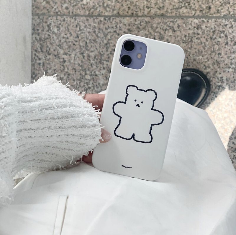 韓國文創 Chanibear Phone case - card, One bear (white) 卡位 订制手机壳很结实。 - Phone Cases - Plastic White