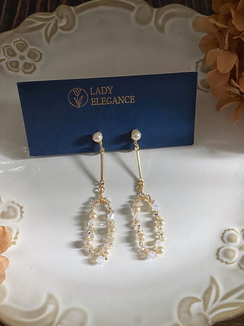 French elegant Swarovski pearl earrings and crystal style - Earrings & Clip-ons - Crystal 