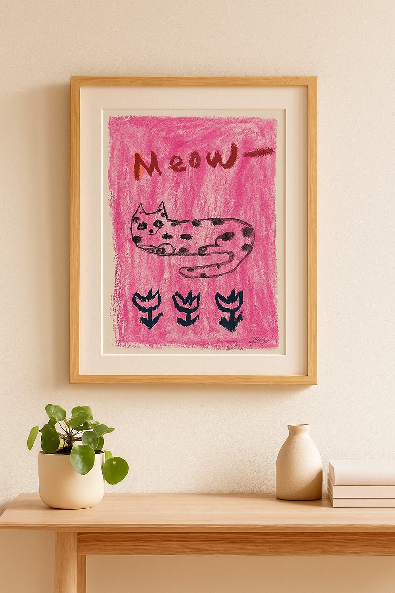 MEOW, 動物森友會系列插畫_三花貓插畫、貓圖卡、A4數位微噴 - 海報/掛畫/掛布 - 紙 多色