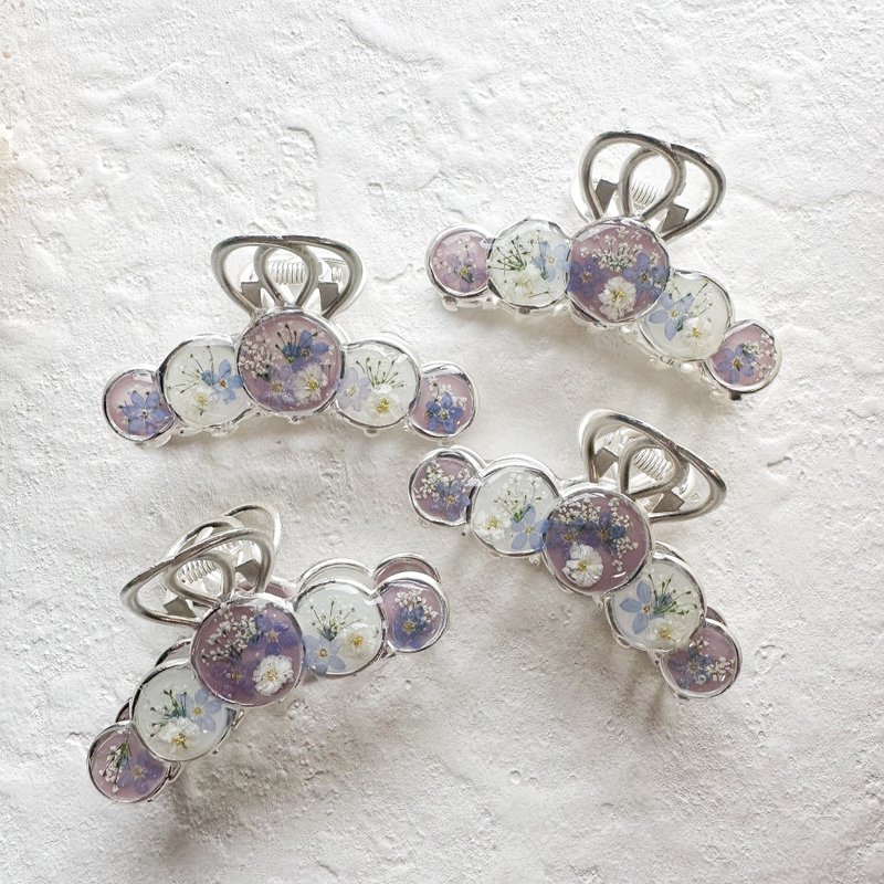 Small Flower Hair Clip / Silver Small - Hair Accessories - Resin Purple