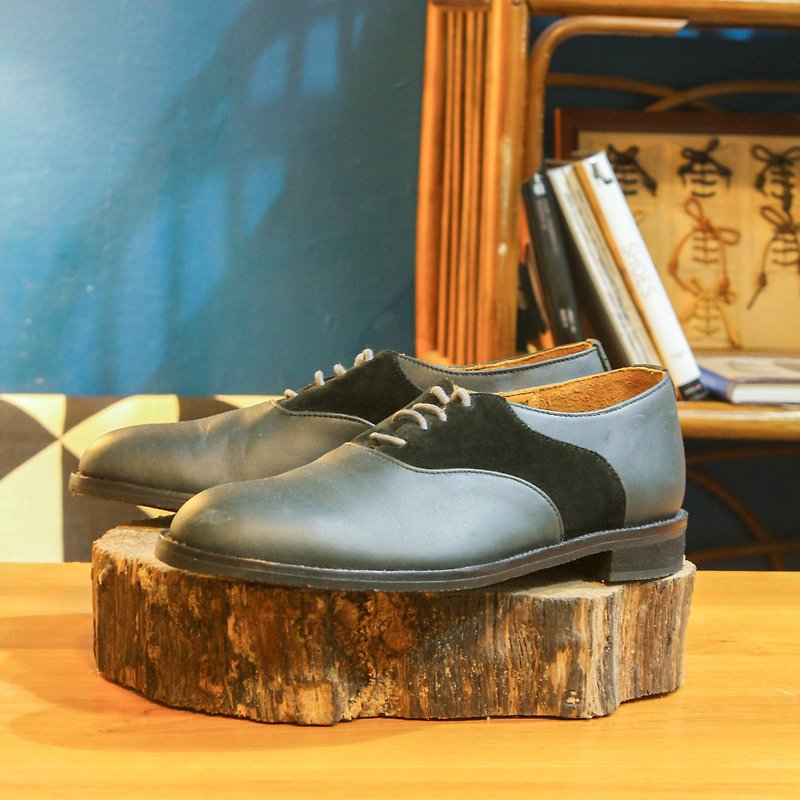 [サンプルを表示] 手作りのカスタム サドル シューズ-SA02 黒革の靴 メンズ 紳士靴 - オックスフォード靴 メンズ - 革 ブラック