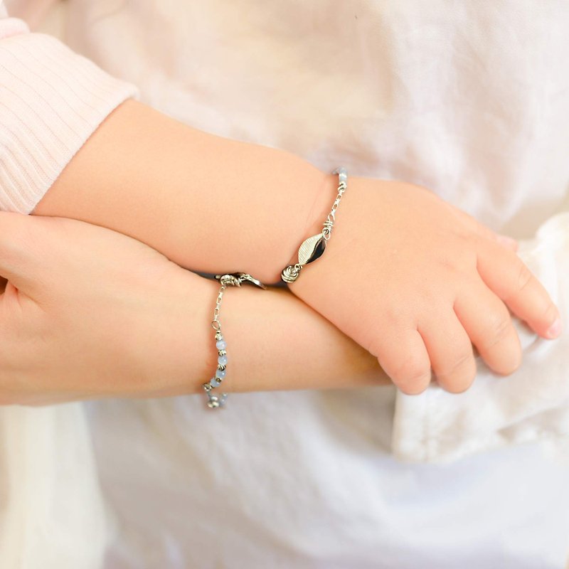 "Parent-child bracelet" pink blue party [parent-child | sister-double chain] | commemorative engraving | customization | gift - Bibs - Gemstone 