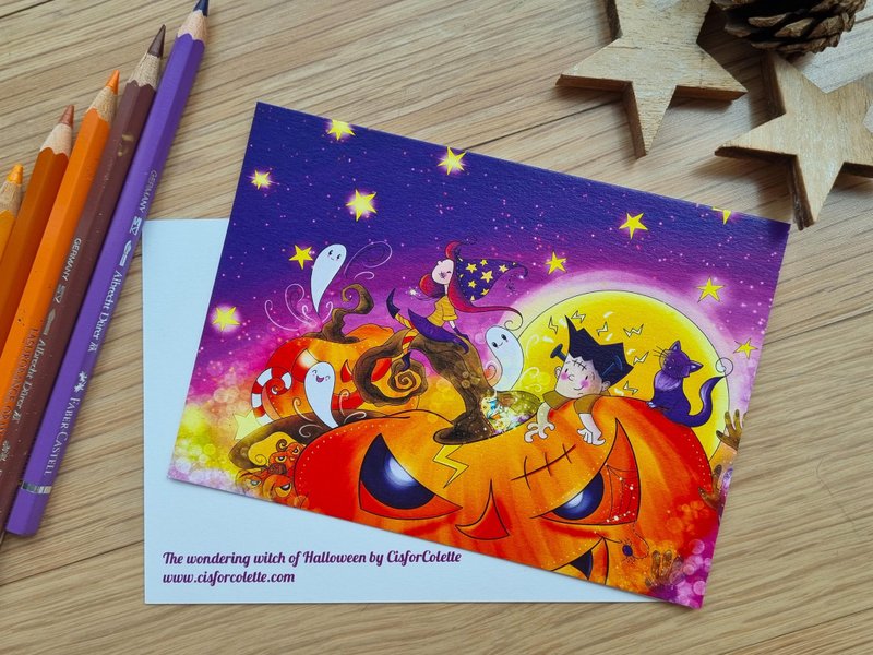 The wondering witch of Halloween - Cards & Postcards - Paper Multicolor