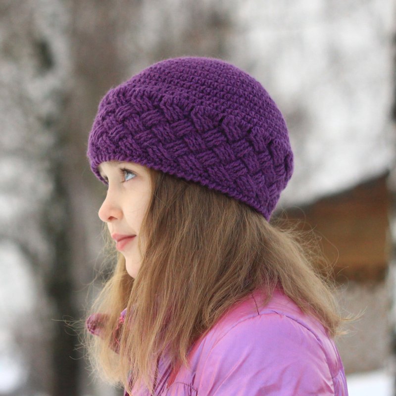 Digital download cable beanie CROCHET PATTERN/The Lilac mood cable hat - เย็บปัก/ถักทอ/ใยขนแกะ - วัสดุอื่นๆ สีม่วง