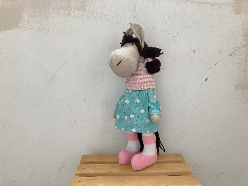 Horse interior doll, Handmade horse toy, Kids new year gift, Gift for girlfriend - 寶寶/兒童玩具/玩偶 - 亞麻 粉紅色