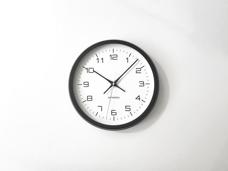 KATOMOKU muku clock 11 white ash black (km-94BK) wall clock  made in japan - นาฬิกา - ไม้ สีดำ