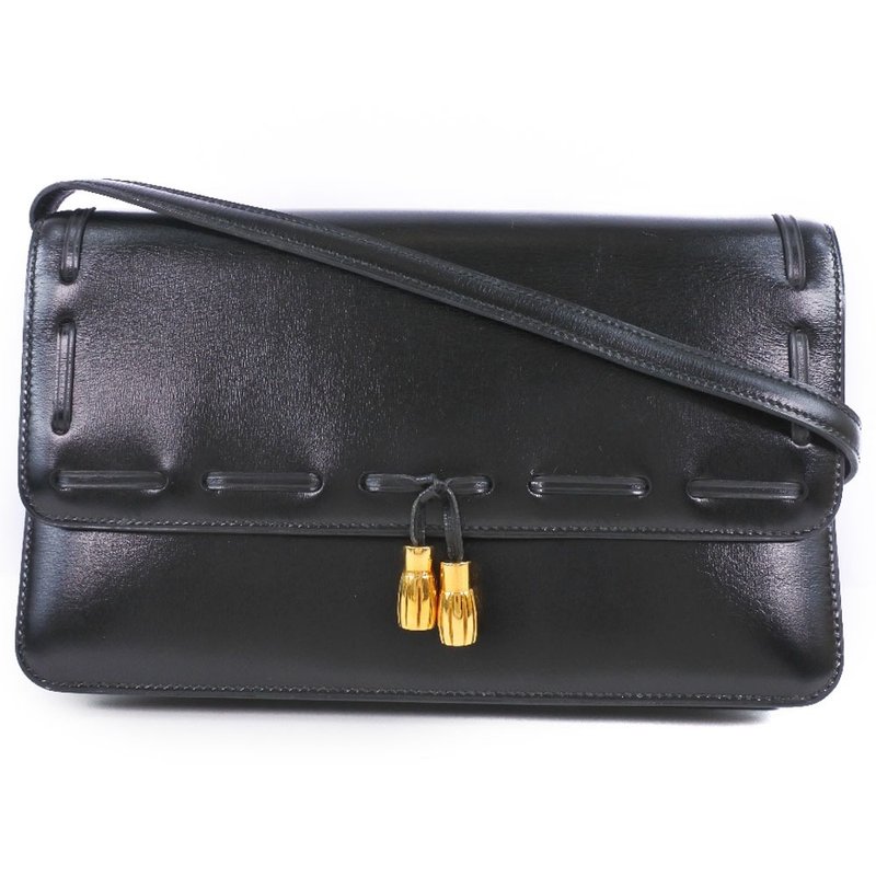 【日本直送】エルメス HERMES 2WAYクラッチ ショルダーバッグ タッセル カーフ 黒  レディース【中古】 - 側背包/斜背包 - 真皮 黑色