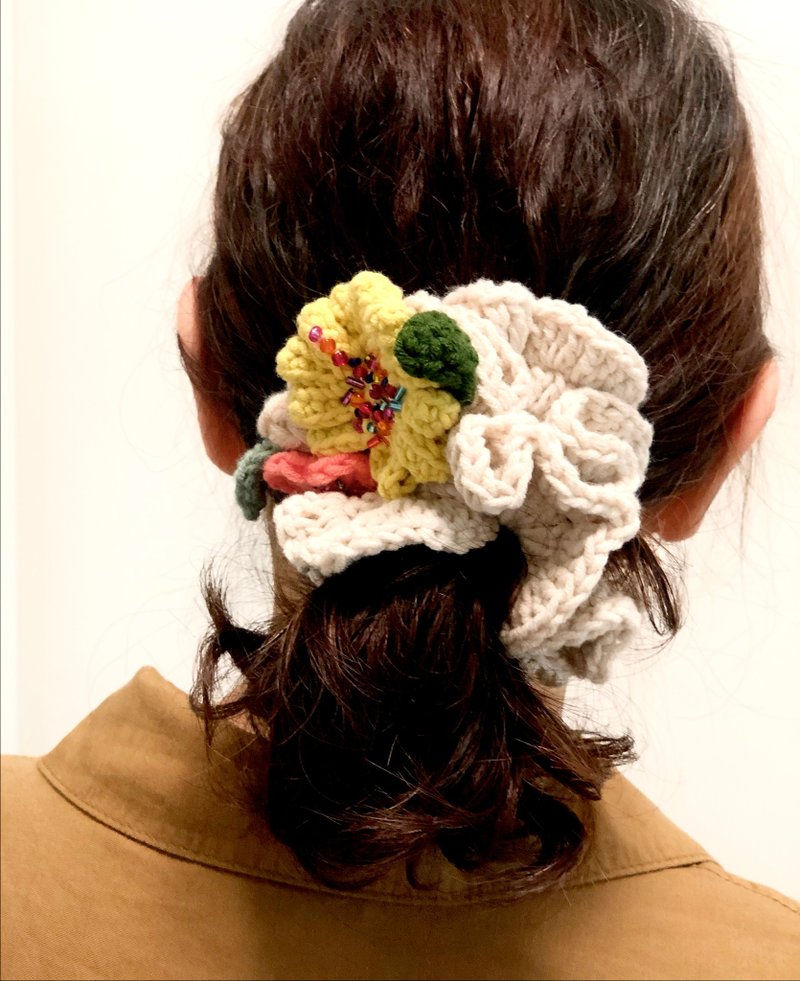 ผ้าฝ้าย/ผ้าลินิน เครื่องประดับผม ขาว - Pretty Crochet Ponytail Holder Set