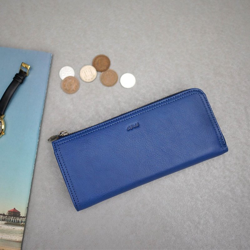 Lady-2541 long clip / royal blue / - กระเป๋าสตางค์ - หนังแท้ สีน้ำเงิน